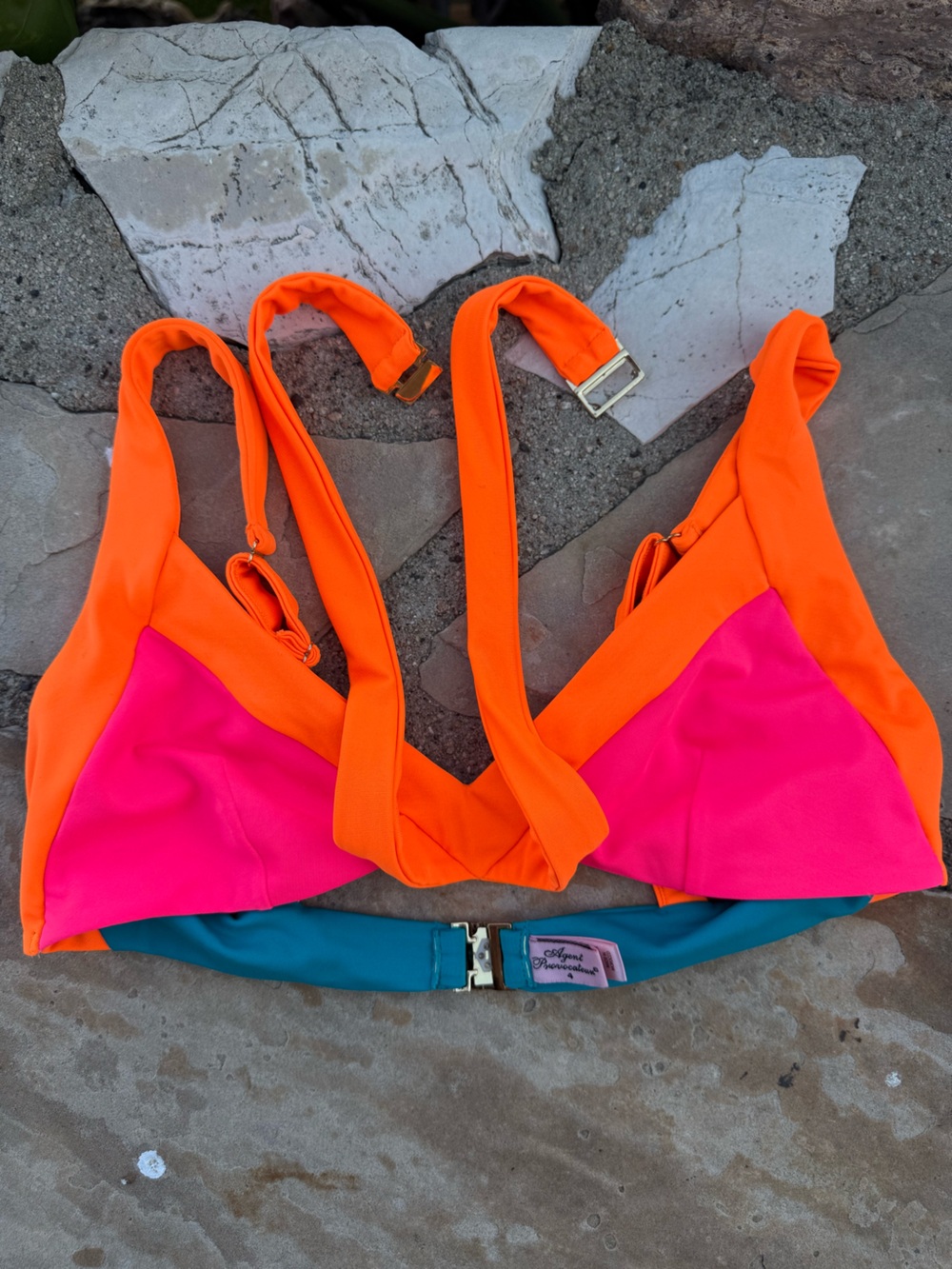 Neon Pink, Orange and blue bikini sz 4